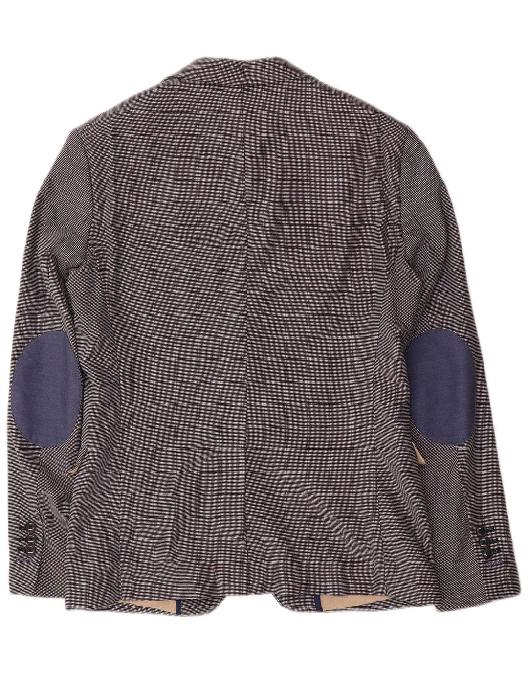 Zara Herre 2-knaps blazerjakke EU 48 Medium Navy Blue Houndstooth