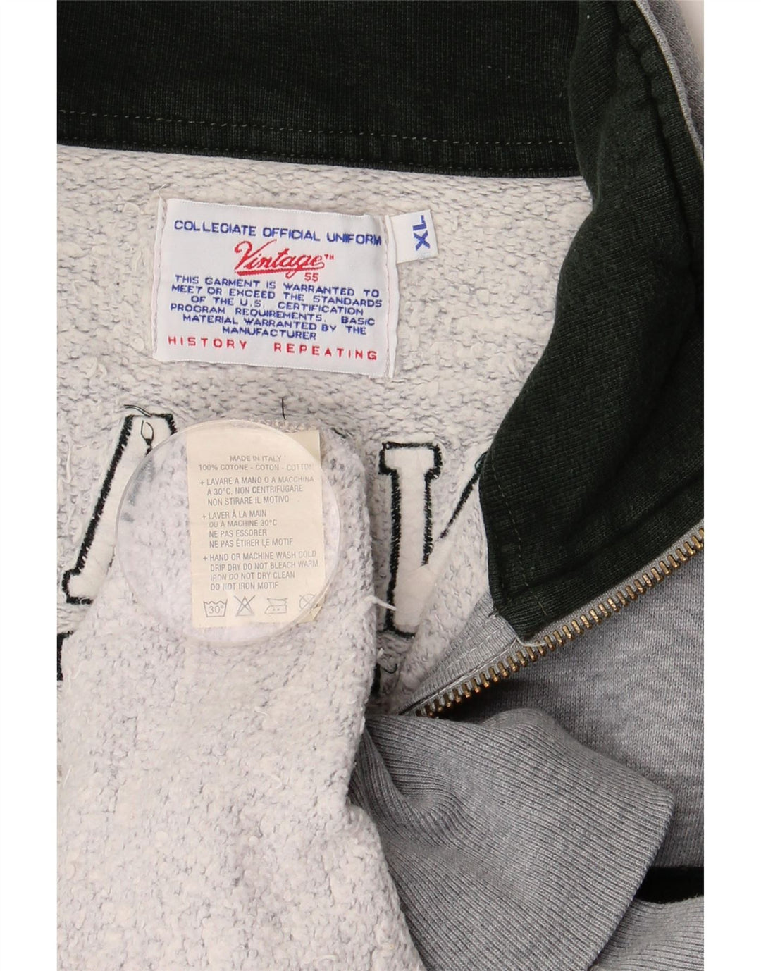 VINTAGE Herre grafisk træningsdragt Topjakke XL Grå Bomuld