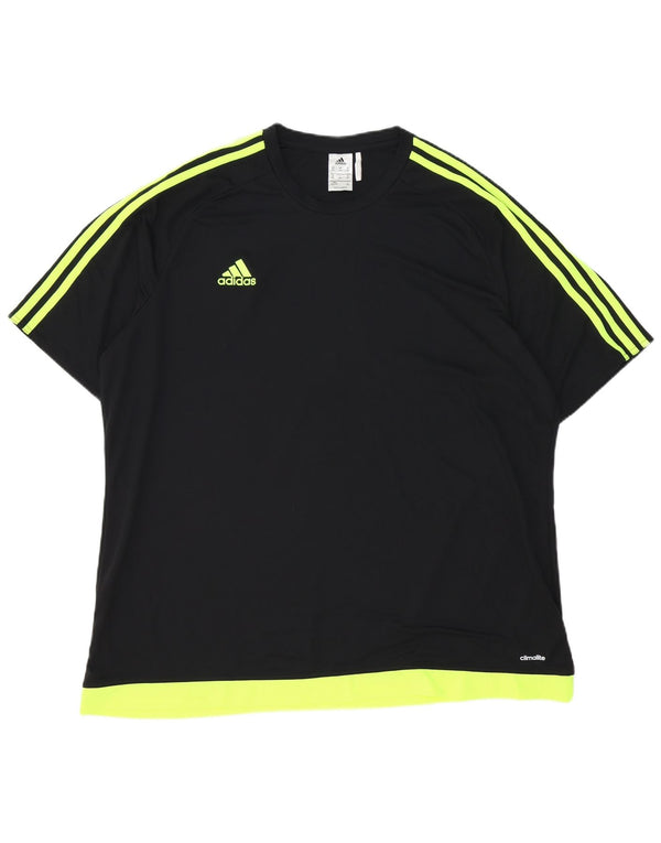 Adidas Herre Climalite T-Shirt Top 2XL Sort Colourblock Polyester