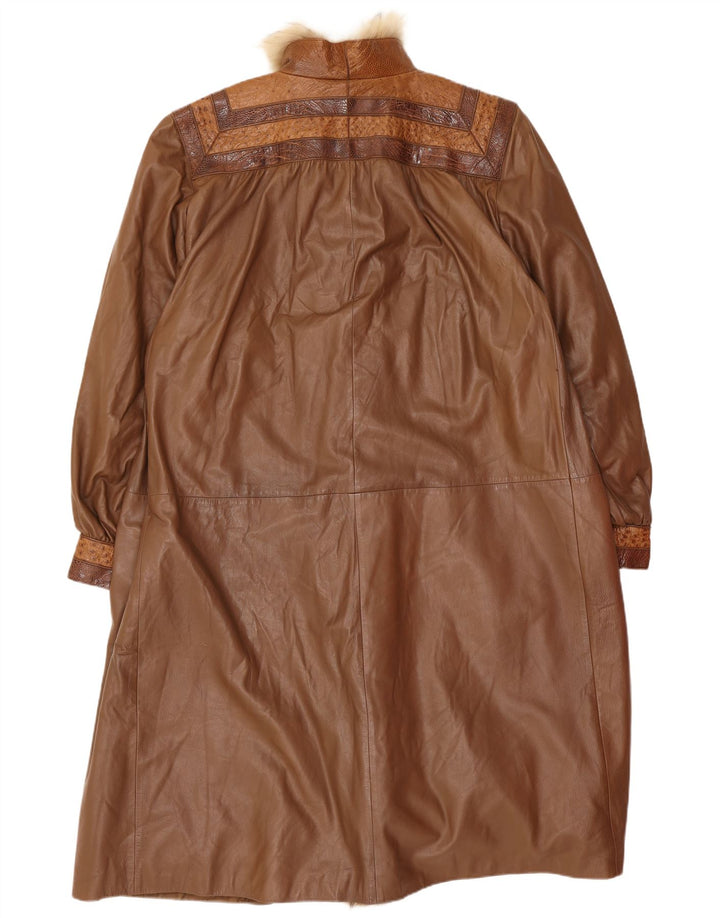 Hettabretz Dame Longline Læderfrakke UK 18 XL Brun