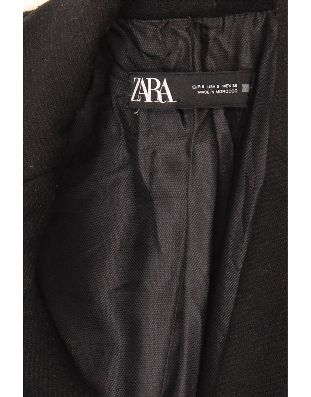 Zara Dame Overfrakke UK 10 Lille Sort