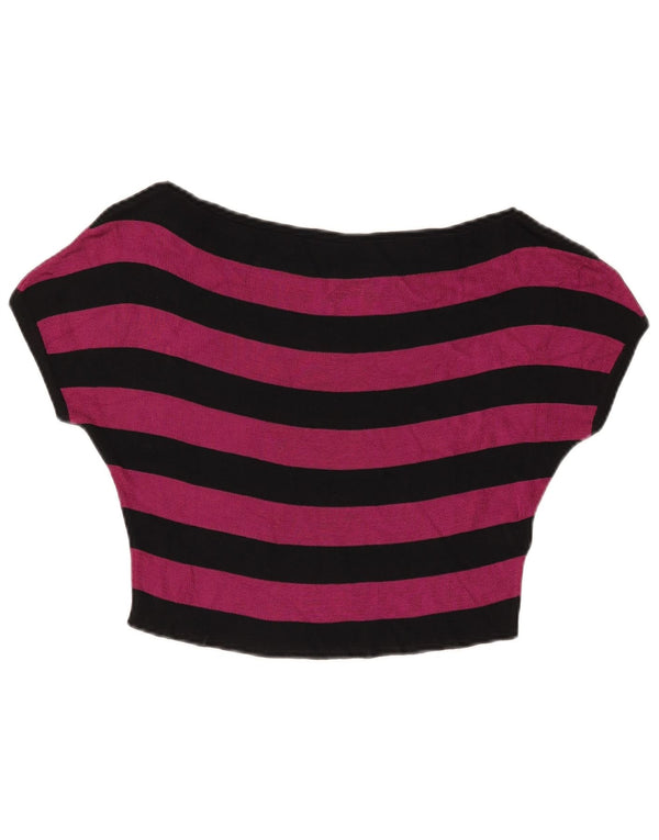 Penny Black Womens Crop Boat Neck Jumper Sweater UK 12 Medium Black Striped