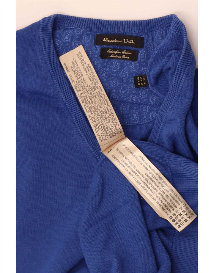 Massimo Dutti Herre V-hals sweater Medium Blå Bomuld