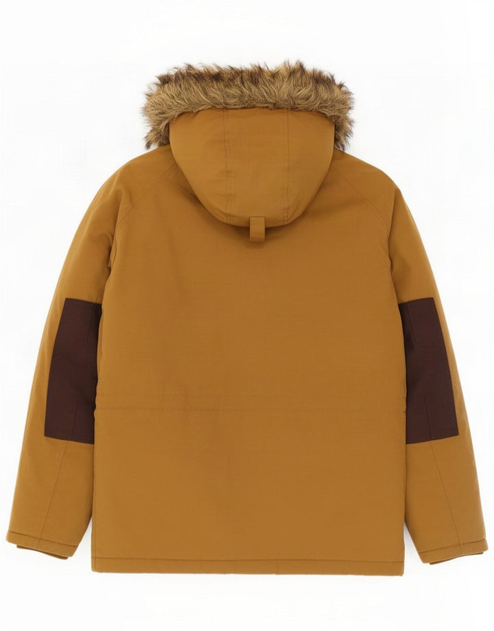 Carhartt Herre Hooded Parka Jacket UK 38 Medium Beige Colourblock Polyester
