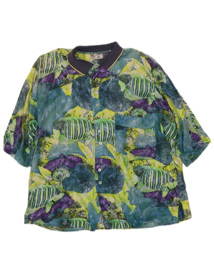 CARREL Herre abstrakt mønster kortærmet skjorte lille flerfarvet