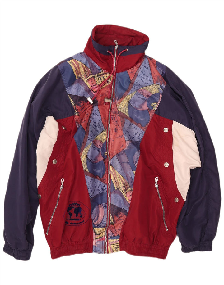 VINTAGE Grafisk træningsdragt til mænd Topjakke 2XL Navy Blue Colourblock