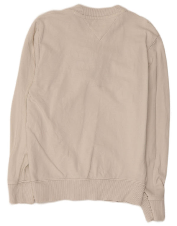 TOMMY HILFIGER Grafisk sweatshirttrøje til kvinder UK 6 XS hvid bomuld