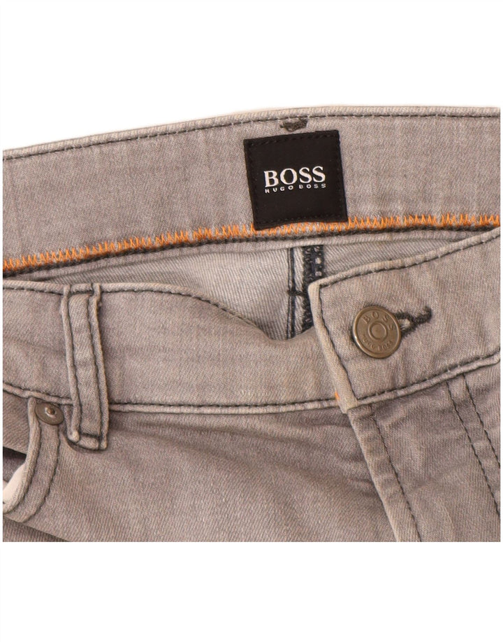 Hugo Boss Straight Jeans til mænd W36 L30 Grå bomuld
