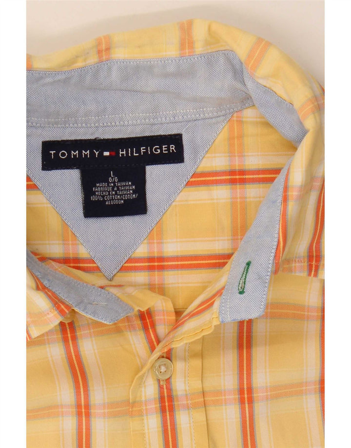 Tommy Hilfiger Kortærmet Herreskjorte Stor gul ternet bomuld