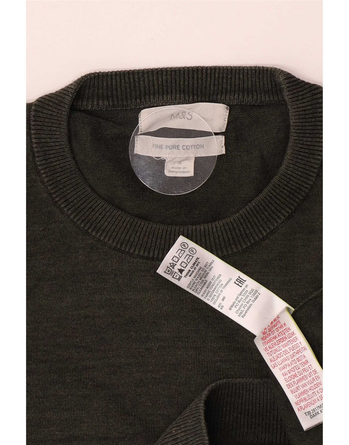 Marks & Spencer Herre sweater med rund hals, lille Khaki Flecked Bomuld