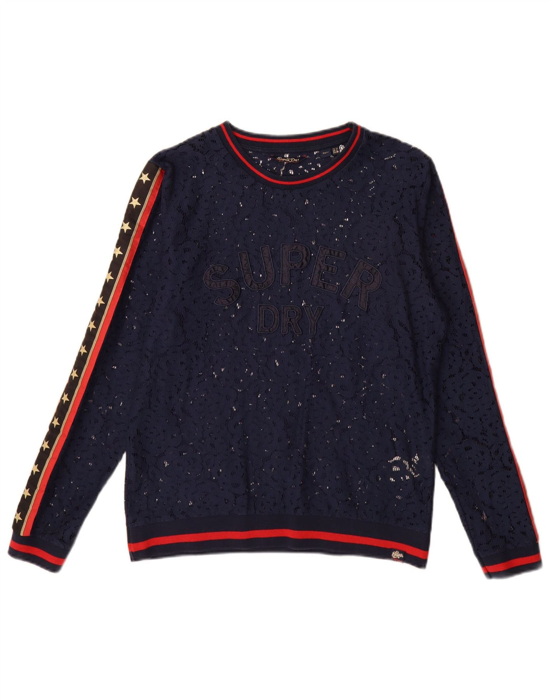 Superdry Dame Oversized grafisk top Langærmet UK 10 Small Navy Blue