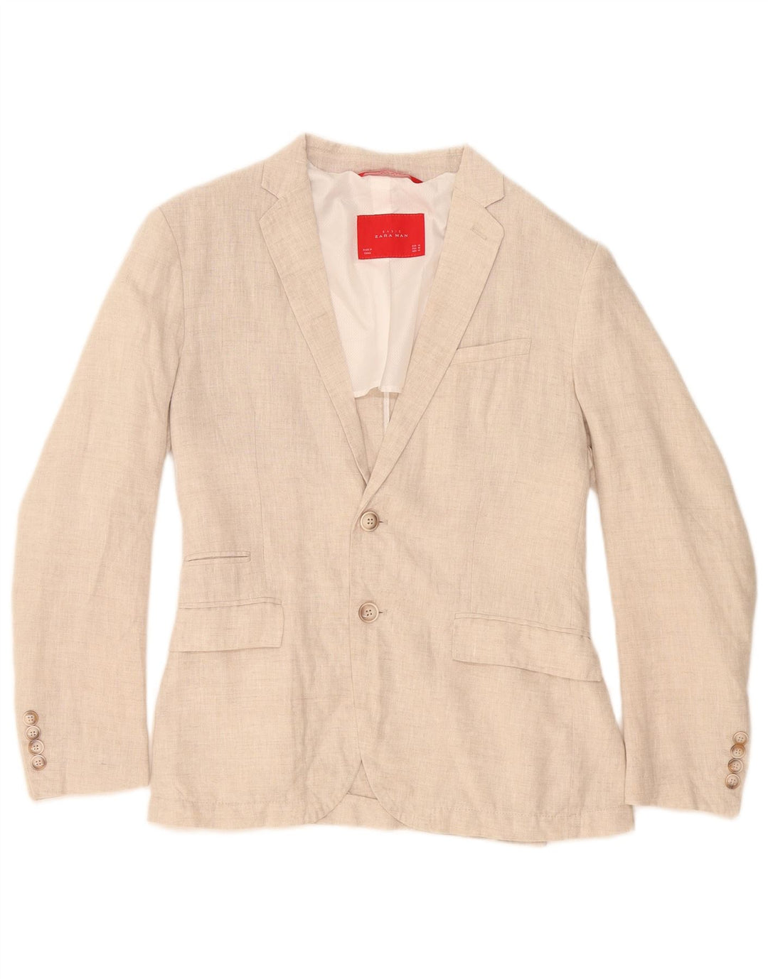 Zara Herre 2-knaps blazerjakke EU 46 Small Beige