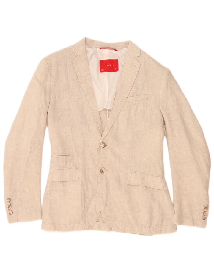 Zara Herre 2-knaps blazerjakke EU 46 Small Beige