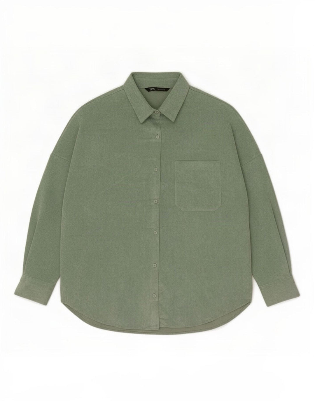 Zara Dame Oversized Corduroy Shirt UK 10 Small Green Polyester