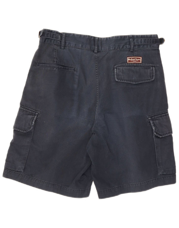 Marlboro Classics Mens Cargo Shorts EU 48 Medium W32 Navy Blue Cotton