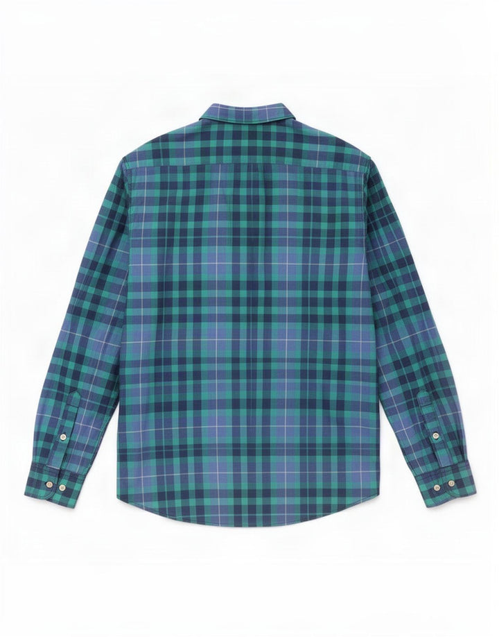 Lee Herre Regular Fit Flanellskjorte Medium Blue Ternet Bomuld