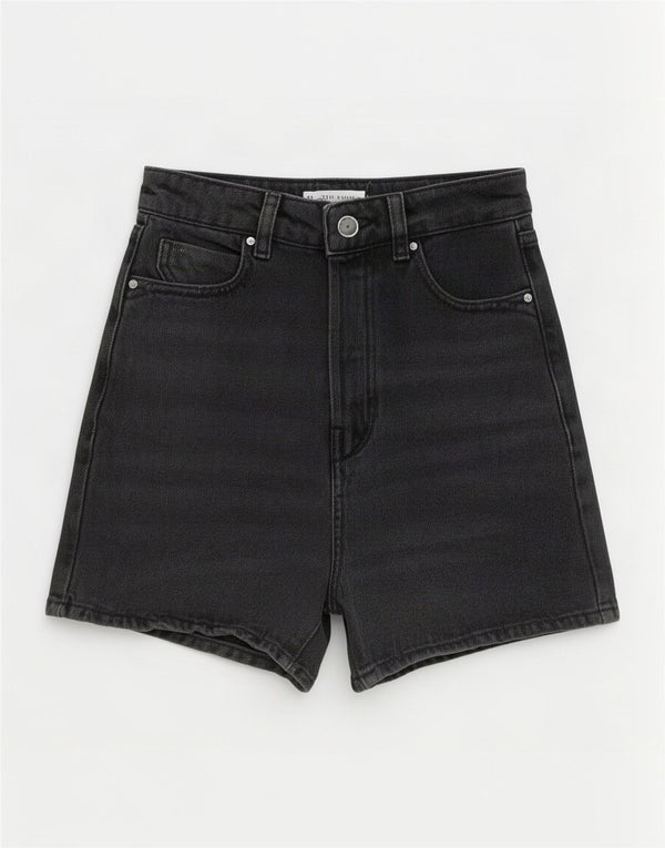 Zara Dame højtaljede denimshorts EU 32 2XS W22 Sort