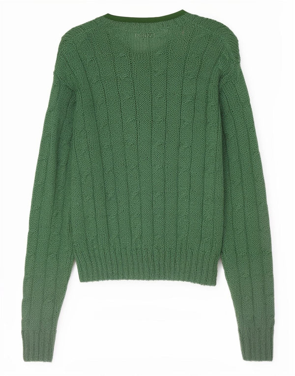 Vintage Dame Crop Cardigan Sweater UK 16 Large Green