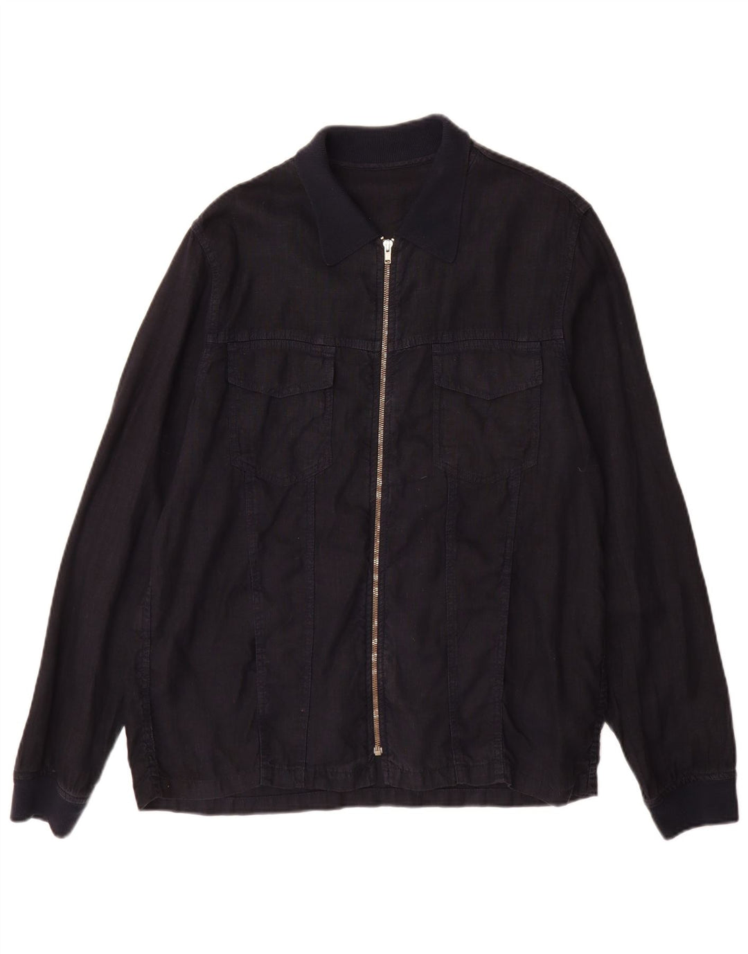 Zara Herre Utility Jacket UK 40 Large Navy Blue Flax