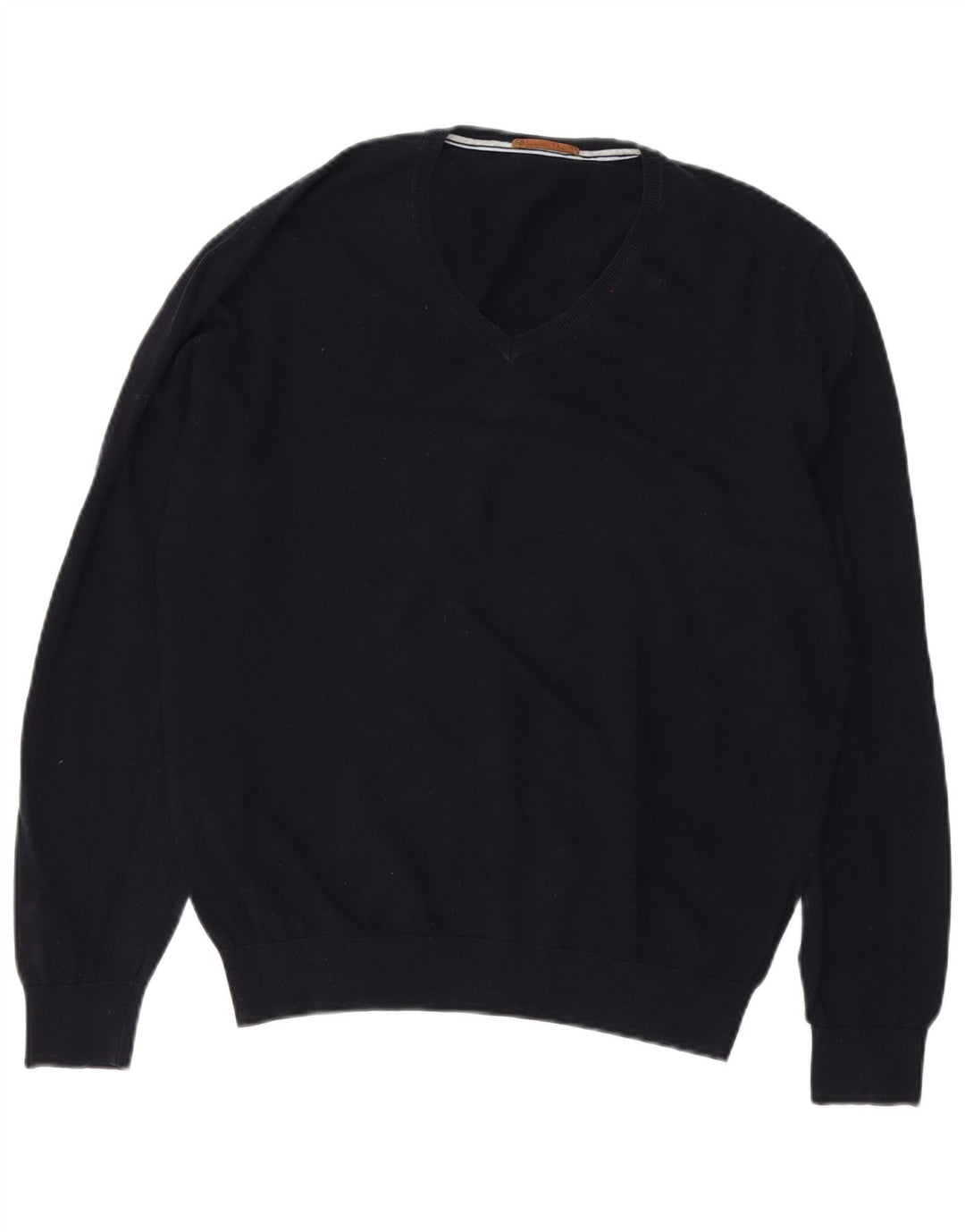 Massimo Dutti Herre V-hals sweater XL marineblå bomuld
