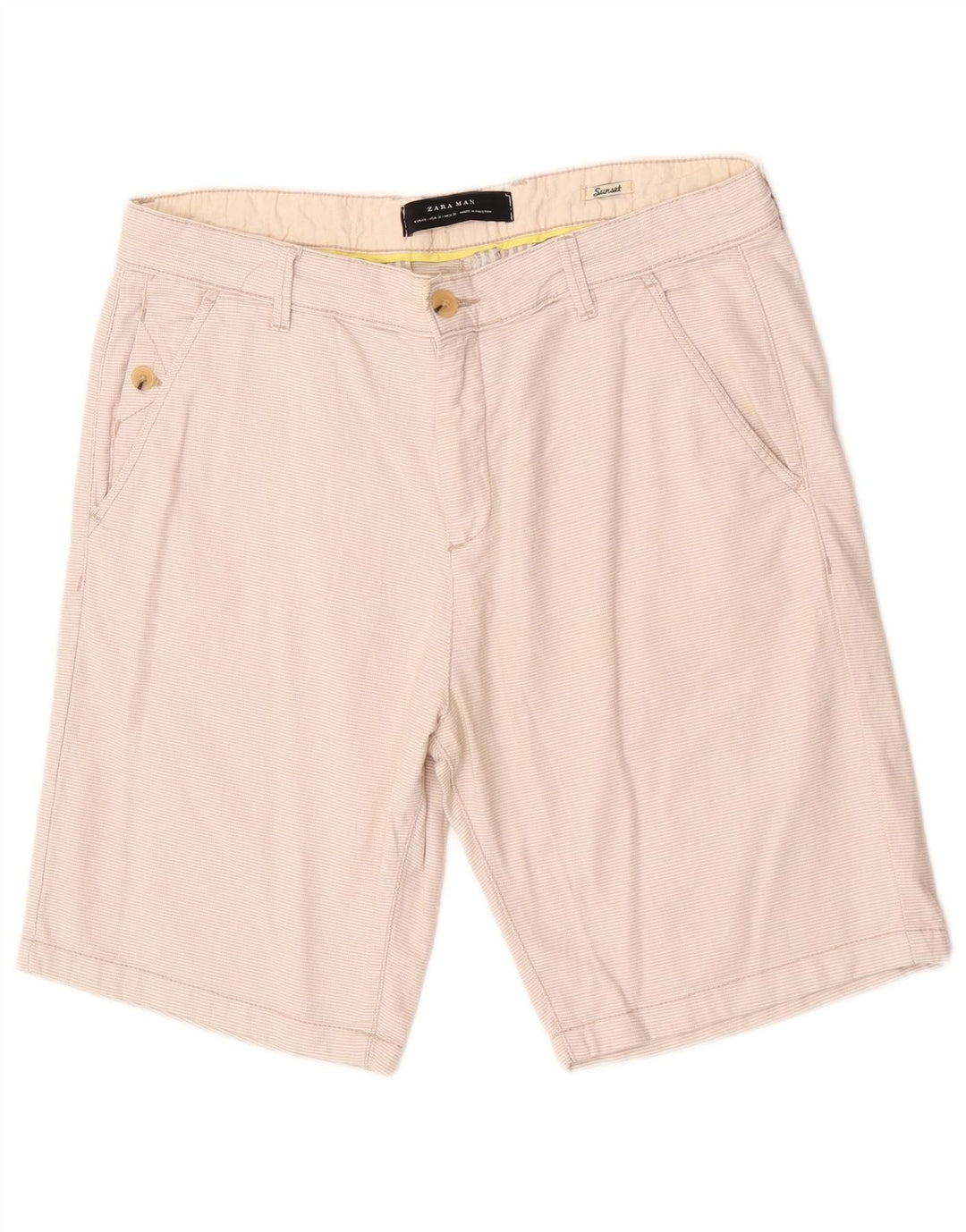 Zara Herre Sunset Chino Shorts EU 40 Medium W31 Off White Check