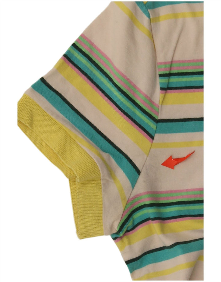 LACOSTE Poloshirt til kvinder Størrelse 40 Medium Off White Stribet bomuld