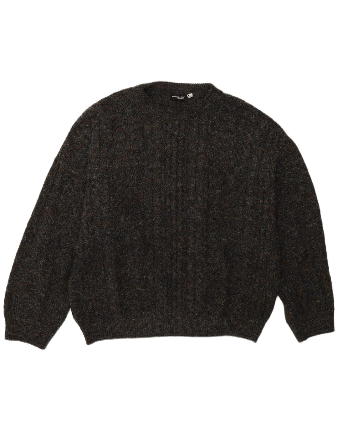 Alessandro Magno Herre Crew Neck Jumper Sweater Stor grå Flecked Acryl