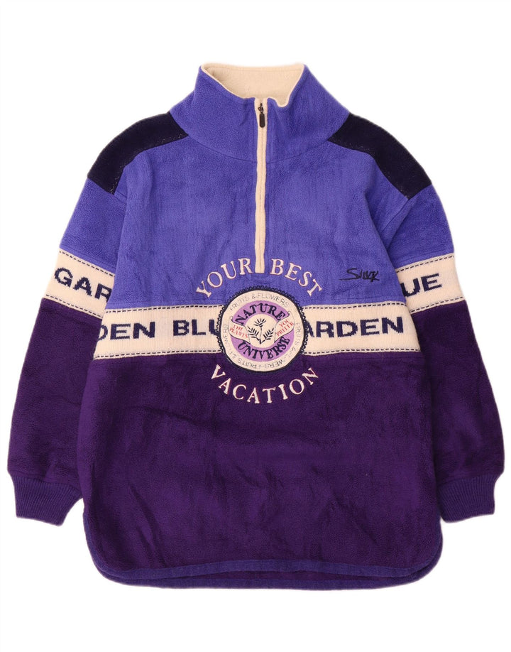 Silvy Womens Grafisk Fleece Jumper UK 14 Medium Purple Colourblock