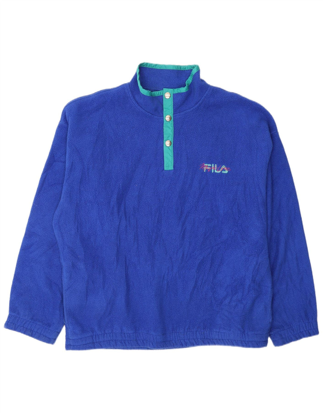 Fila Herre Button Neck Fleece Jumper IT 52 Stor Blå Polyester