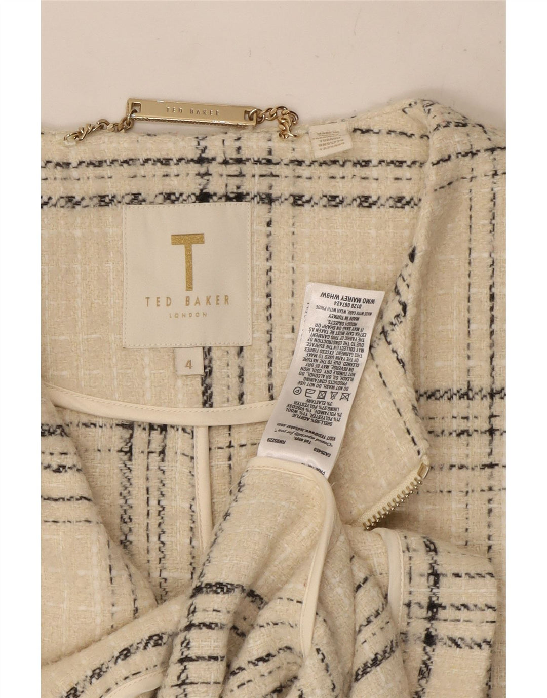 Ted Baker Dameoverfrakke Str. 4 Large Off White Ternet akryl