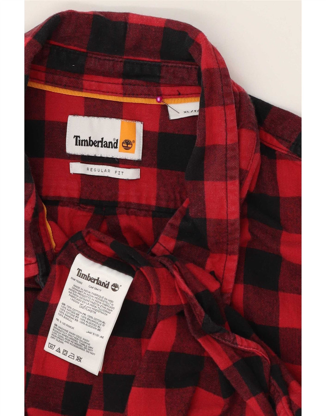 Timberland Herre Regular Fit Flanellskjorte XL Rød Gingham Bomuld