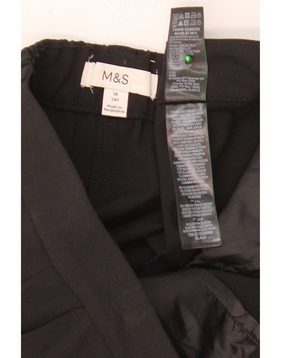 Marks & Spencer Short Suit Bukser til kvinder UK 14 Large W32 L27 Black