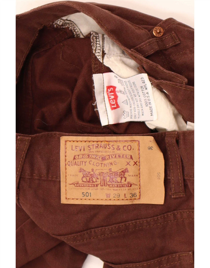 Levi's Dame 501 Straight Jeans W29 L32 Brun Bomuld