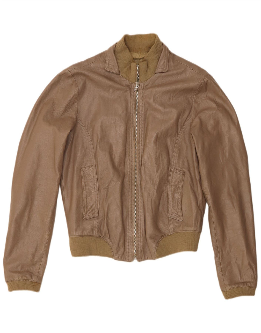 Vintage kvinde bomber læderjakke UK 18 XL Khaki læder