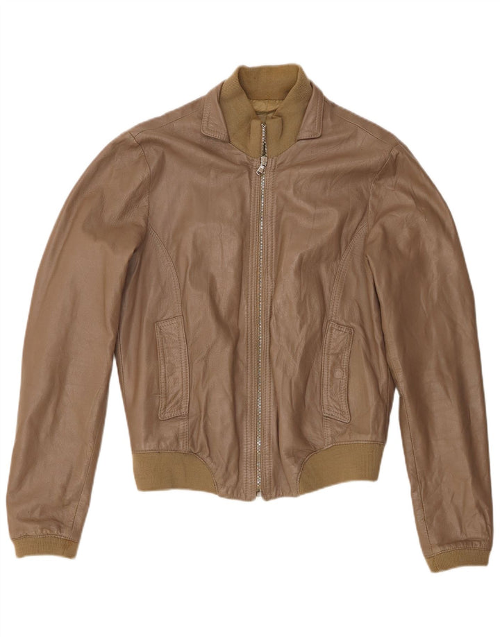 Vintage kvinde bomber læderjakke UK 18 XL Khaki læder