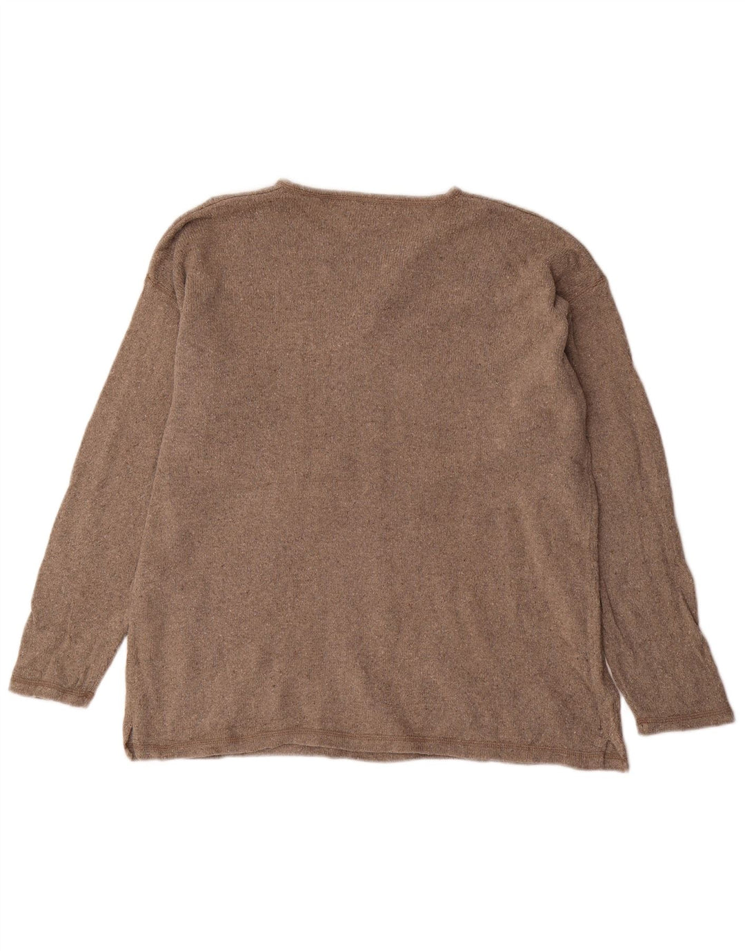 EDDIE BAUER Dame Oversized Boat Neck Jumper Sweater UK 14 Medium Brown