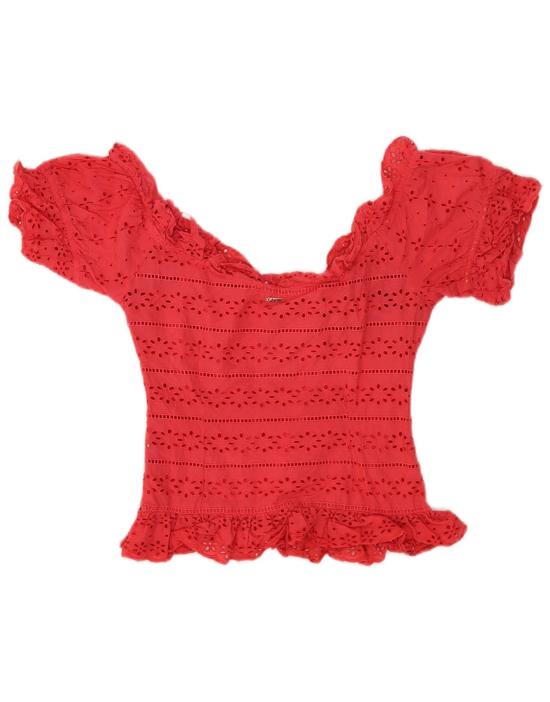 Guess Womens Crop Bluse Top UK 10 Small Pink