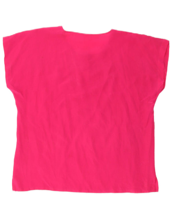 Vintage Dame Bluse Top UK 16 Large Pink Silk