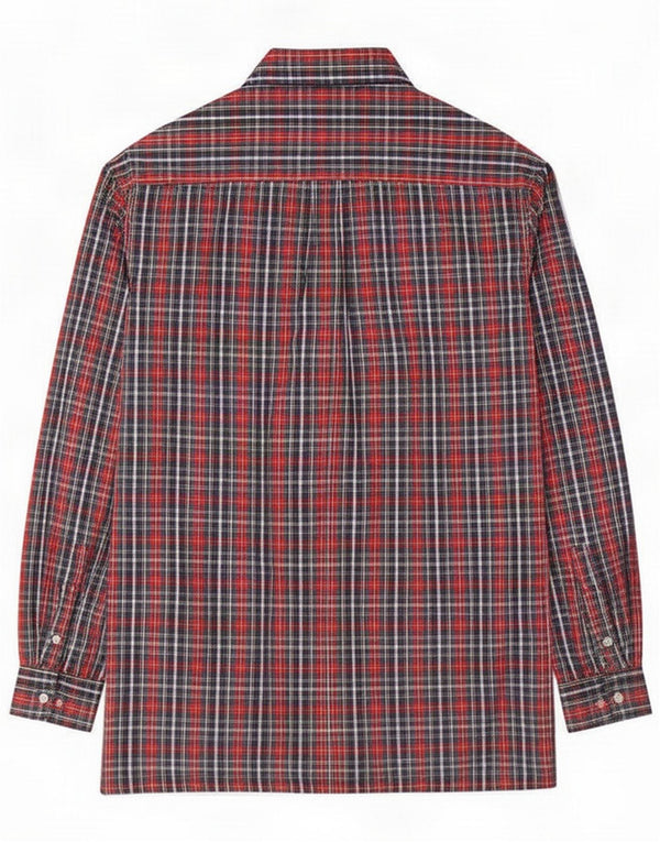 Balloon Herreskjorte Medium Navyblå Plaid Bomuld Klassisk