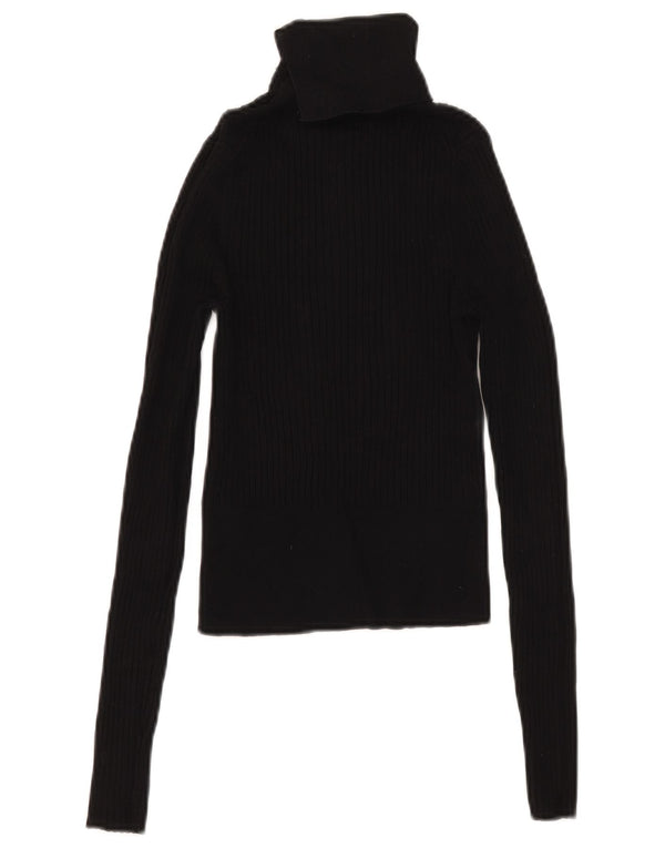 Zara Womens Crop Top Langærmet UK 8 Small Black Viscose