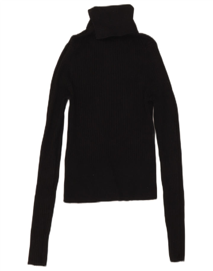 Zara Womens Crop Top Langærmet UK 8 Small Black Viscose