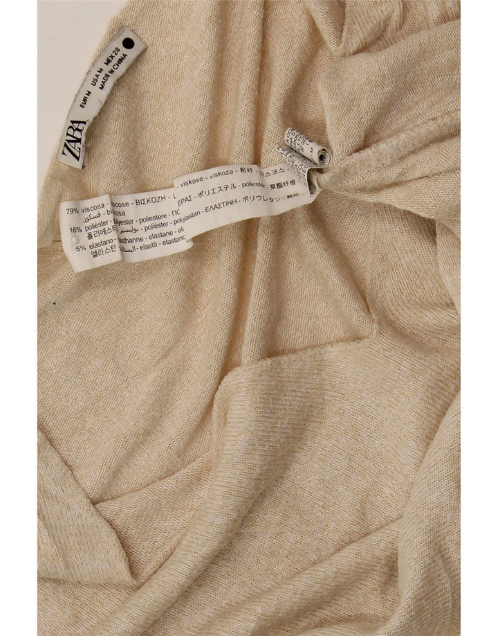 Zara Dame V-hals sweater UK 12 Medium Beige Viscose