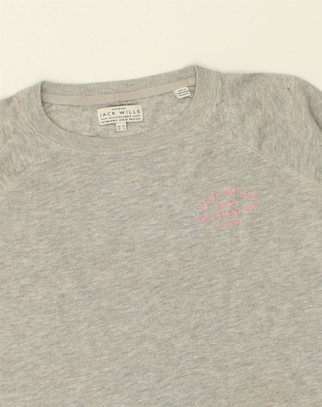 JACK WILLS Womens Sweatshirt Jumper UK 10 Small  Grey Cotton | Vintage Jack Wills | Thrift | Second-Hand Jack Wills | Used Clothing | Messina Hembry 