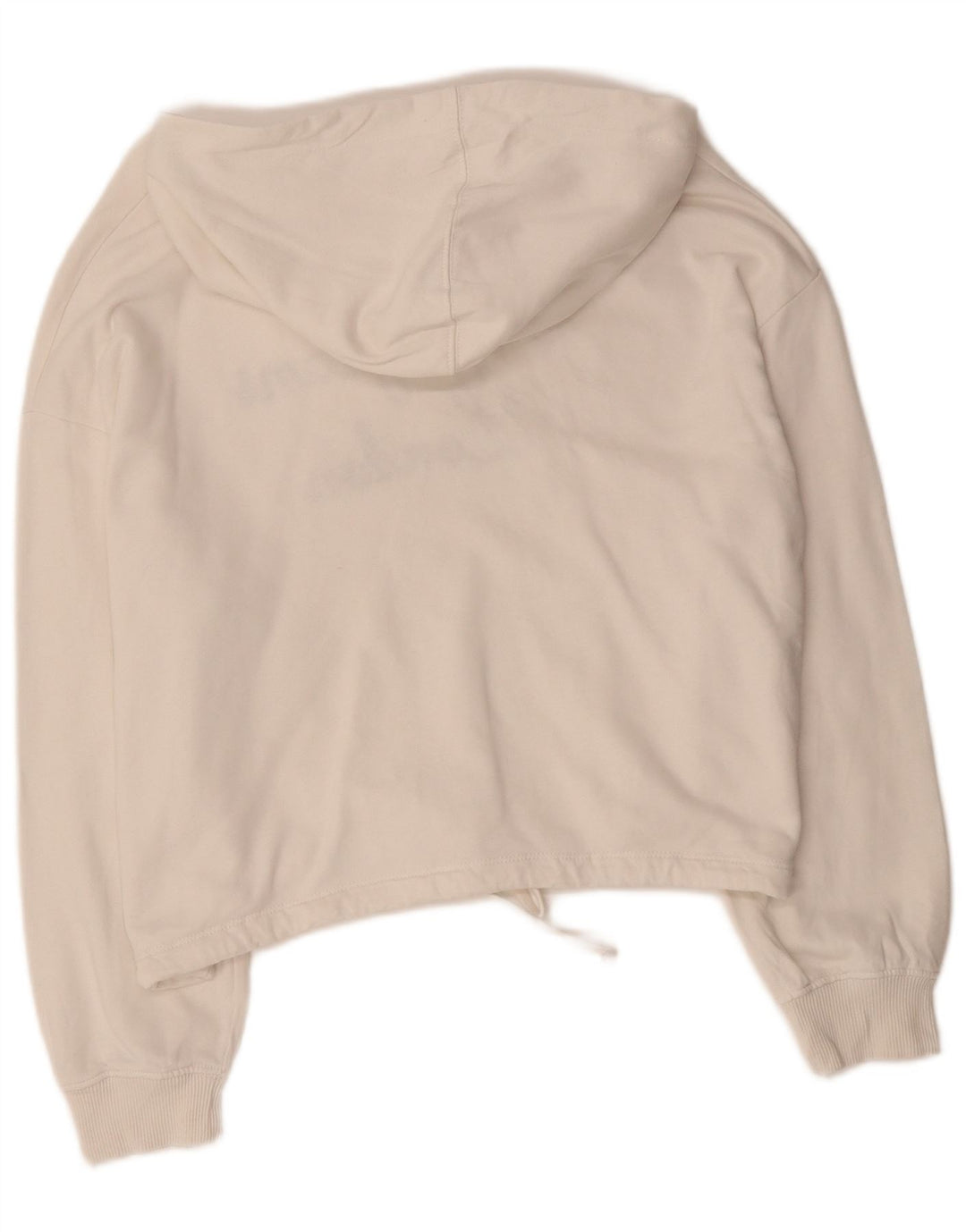 PEPE JEANS Womens Oversized Crop Graphic Hoodie Jumper UK 14 Medium White