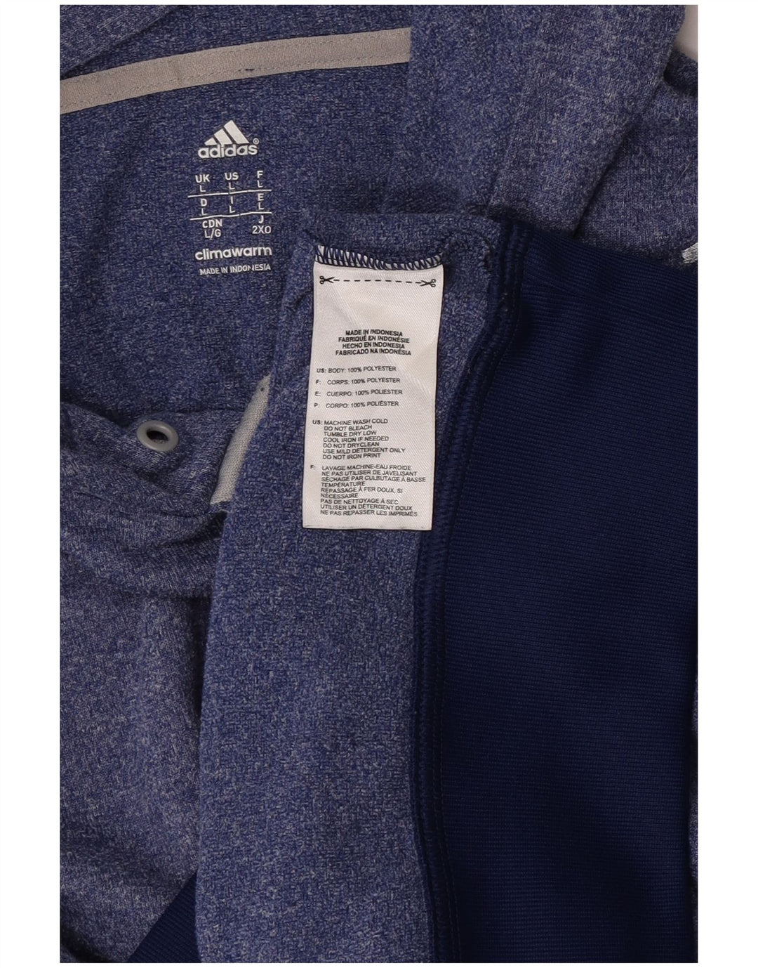 Adidas Herre Climawarm Hoodie Jumper Large Blue Flecked Polyester