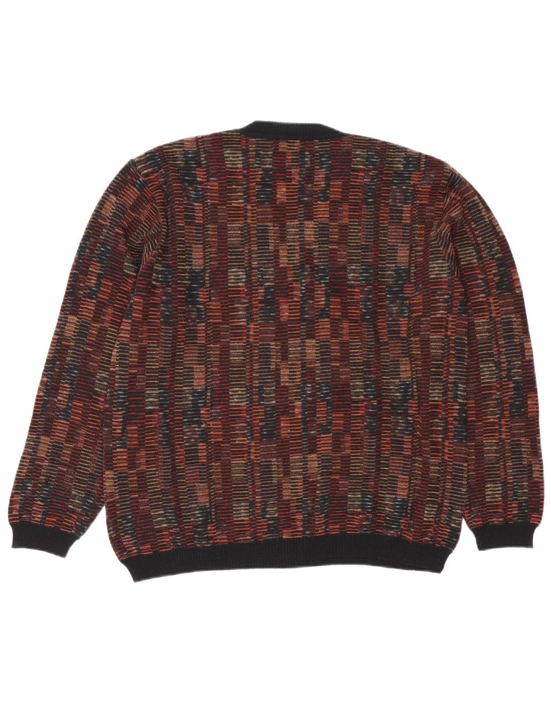 Mapier Herre V-hals sweater Stor flerfarvet geometrisk merinould