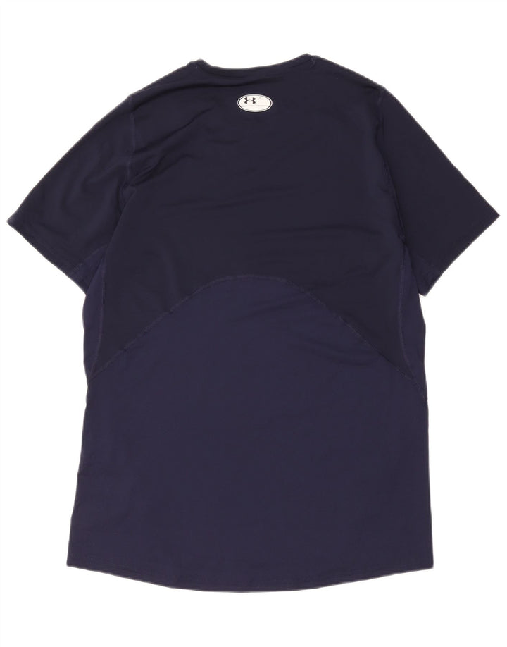 Under Armour Herre Heat Gear T-Shirt Top Large Navy Blue Polyester