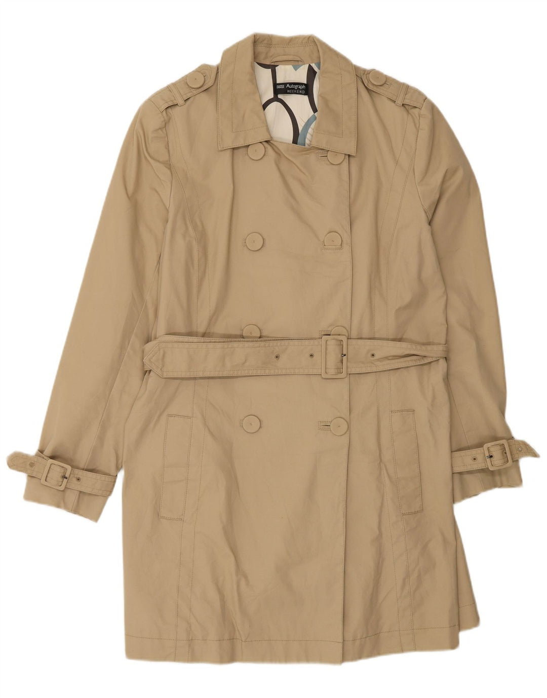 Marks & Spencer Womens Autograph Trench Coat UK 14 Stor Beige Bomuld