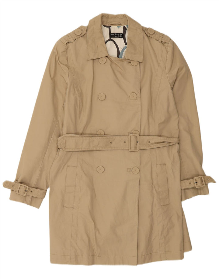 Marks & Spencer Womens Autograph Trench Coat UK 14 Stor Beige Bomuld