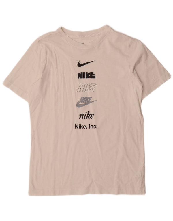 NIKE Grafisk T-shirt-top til drenge 13-14 år XL Hvid bomuld